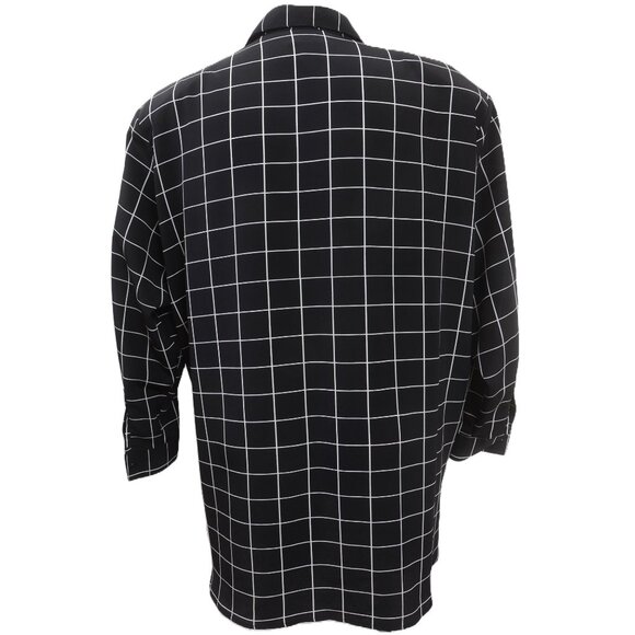 Vtg Women's PLUS Size 14/16 Window Pane-Plaid Tunic Button Up 3/4 Sleeve Shirt - Picture 5 of 8